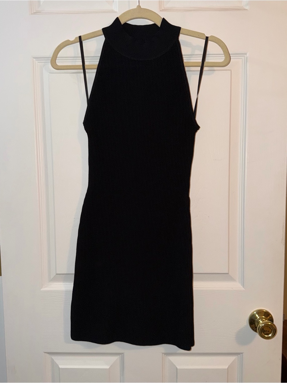 Aritzia Black Sleeveless Ribbed Mock Neck Mini Dress
